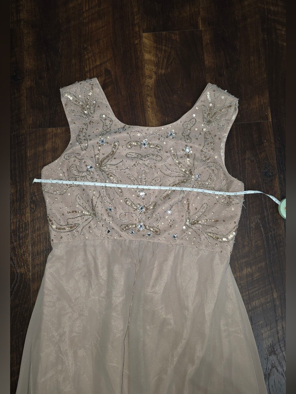 Elegant Flowing Evening Gown With Sequin Bodice - Picture 10 of 10